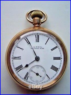 Antique Gold Fill Waltham Pocket Watch Hillside Grade 1902 Dennison Case Rare