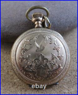Antique Gold Filled Keystone Hunter Pocket Watch Case Waltham Bird Leaf #116