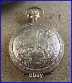 Antique Gold Filled Keystone Hunter Pocket Watch Case Waltham Bird Leaf #116