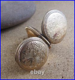 Antique Gold Filled Keystone Hunter Pocket Watch Case Waltham Bird Leaf #116