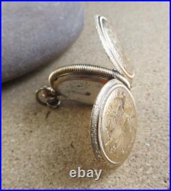 Antique Gold Filled Keystone Hunter Pocket Watch Case Waltham Bird Leaf #116