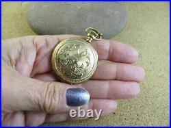 Antique Gold Filled Keystone Hunter Pocket Watch Case Waltham Bird Leaf #116