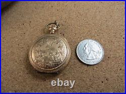 Antique Gold Filled Keystone Hunter Pocket Watch Case Waltham Bird Leaf #116