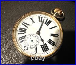 Antique Goliath All Nickel Case Giant Pocket Watch 65mm