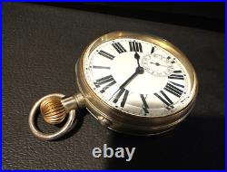 Antique Goliath All Nickel Case Giant Pocket Watch 65mm