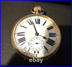 Antique Goliath All Nickel Case Giant Pocket Watch 65mm