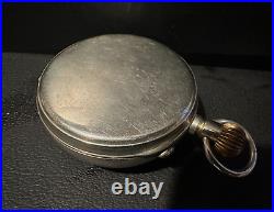 Antique Goliath All Nickel Case Giant Pocket Watch 65mm