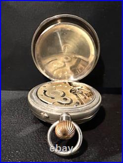 Antique Goliath All Nickel Case Giant Pocket Watch 65mm