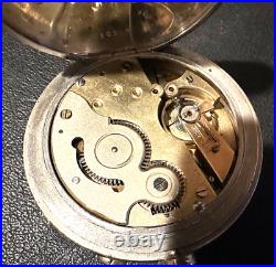 Antique Goliath All Nickel Case Giant Pocket Watch 65mm