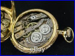 Antique Gruen Solid 14K Yellow Gold 0s Pocket Watch Engraved Griffin Case