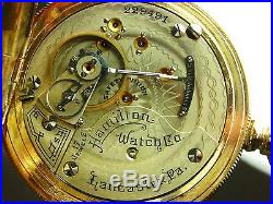 Antique Hamilton 925 18s pocket watch 1904. Special Hunter case with dog design
