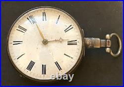 Antique Henry Cornwall London Fusee Pocket Watch Parts Balance 54mm Silver Case