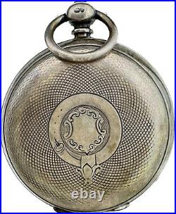 Antique Hunter Pocket Watch Case for 40mm Sterling Silver w Guilloche Finish