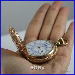 Antique Hunter's Case American Waltham Pocket Watch & Gold Slide-pendant Chain