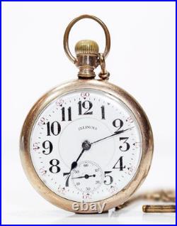 Antique ILLINOIS Wadsworth PILOT 25 Years Case 21 Ruby Jewels Pocket Watch WORKS