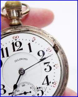 Antique ILLINOIS Wadsworth PILOT 25 Years Case 21 Ruby Jewels Pocket Watch WORKS