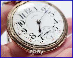 Antique ILLINOIS Wadsworth PILOT 25 Years Case 21 Ruby Jewels Pocket Watch WORKS