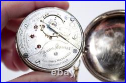 Antique ILLINOIS Wadsworth PILOT 25 Years Case 21 Ruby Jewels Pocket Watch WORKS