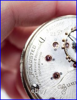 Antique ILLINOIS Wadsworth PILOT 25 Years Case 21 Ruby Jewels Pocket Watch WORKS