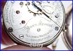Antique ILLINOIS Wadsworth PILOT 25 Years Case 21 Ruby Jewels Pocket Watch WORKS