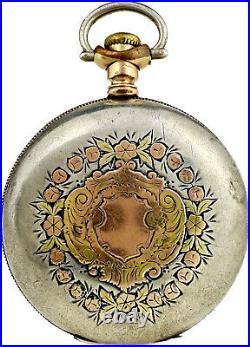 Antique Illinois Hunter Pocket Watch Case for 16Size Sterling Silver Tri Colored