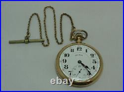 Antique Illinois Pocket Watch 19 Jewels Monarch Gold Filled Case RUNS ZA4-1