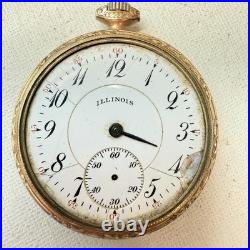 Antique Illinois Pocket Watch Gold Filled Beautiful Nawco Case Parts/Repair READ