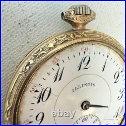 Antique Illinois Pocket Watch Gold Filled Beautiful Nawco Case Parts/Repair READ