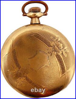 Antique Illinois Ramona Pocket Watch Case 16 Size Gold Filled w Guilloche Finish
