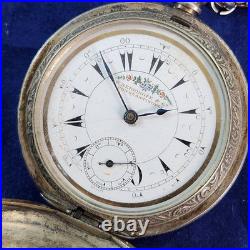 Antique K. Serkisoff & Co. Constantinople Pocket Watch Silver 800 Case Key Chain