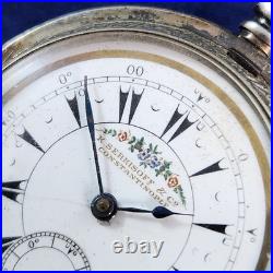 Antique K. Serkisoff & Co. Constantinople Pocket Watch Silver 800 Case Key Chain