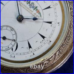 Antique K. Serkisoff & Co. Constantinople Pocket Watch Silver 800 Case Key Chain