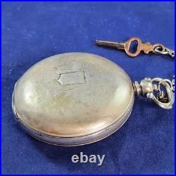 Antique K. Serkisoff & Co. Constantinople Pocket Watch Silver 800 Case Key Chain
