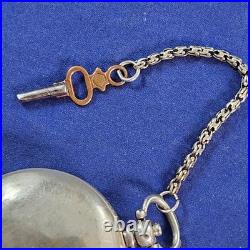 Antique K. Serkisoff & Co. Constantinople Pocket Watch Silver 800 Case Key Chain