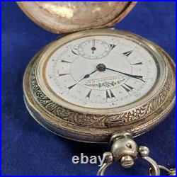 Antique K. Serkisoff & Co. Constantinople Pocket Watch Silver 800 Case Key Chain