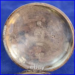 Antique K. Serkisoff & Co. Constantinople Pocket Watch Silver 800 Case Key Chain