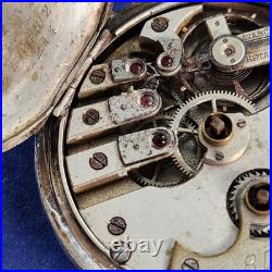 Antique K. Serkisoff & Co. Constantinople Pocket Watch Silver 800 Case Key Chain