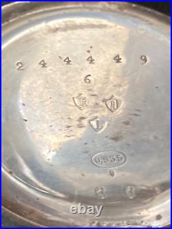 Antique Kendal & Dent stem wind pocket watch in 0.935 sterling silver case -Runs