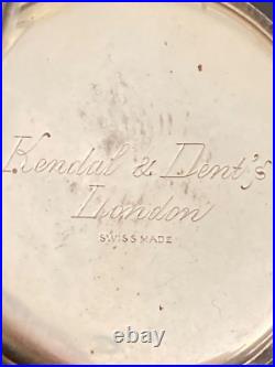 Antique Kendal & Dent stem wind pocket watch in 0.935 sterling silver case -Runs