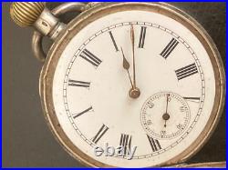 Antique Kendal & Dent stem wind pocket watch in 0.935 sterling silver case -Runs