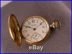 Antique Lady Waltham Pocket Watch 14K Yellow Gold & Diamond Hunting Case mono'd