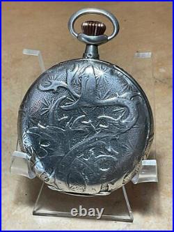 Antique Lip Watch Pocket Sterling Silver Case Enamel Serviced French Nouveau Old
