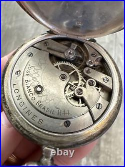 Antique Longines 0,900 Silver Pocket Watch Paris Grand Prix 1900 Case Vintage