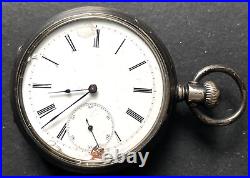 Antique Longines 18s Pocket Watch Running Ticks Fine Silver Case Swiss