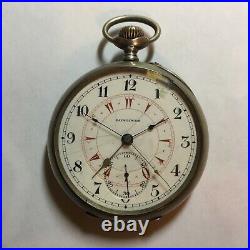 Antique Longines Dual Zone Manual Wind Pocket Watch Swiss +. 800 Silver Case