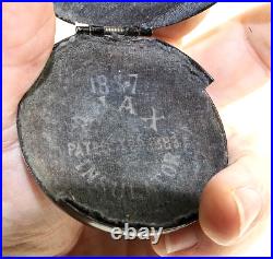 Antique Mid 1800s Black Metal and Enamel Pocket Watch Case JAX Insulator