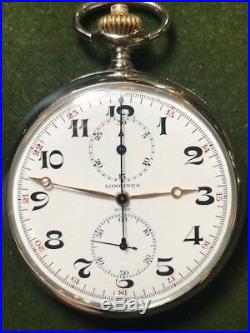Antique Niquel Case Chronograph Longines Pocket Watch