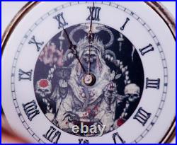 Antique Occultist Pocket Watch Memento Mori Skull Snake Case-Enamel Dial c1870