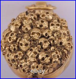 Antique Occultist Pocket Watch Verge Fusee Memento Mori Skulls Gilt Chased Case