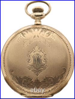 Antique Omega Blue Indices Hunter Pocket Watch Savolainen 10k GF w Beaded Case